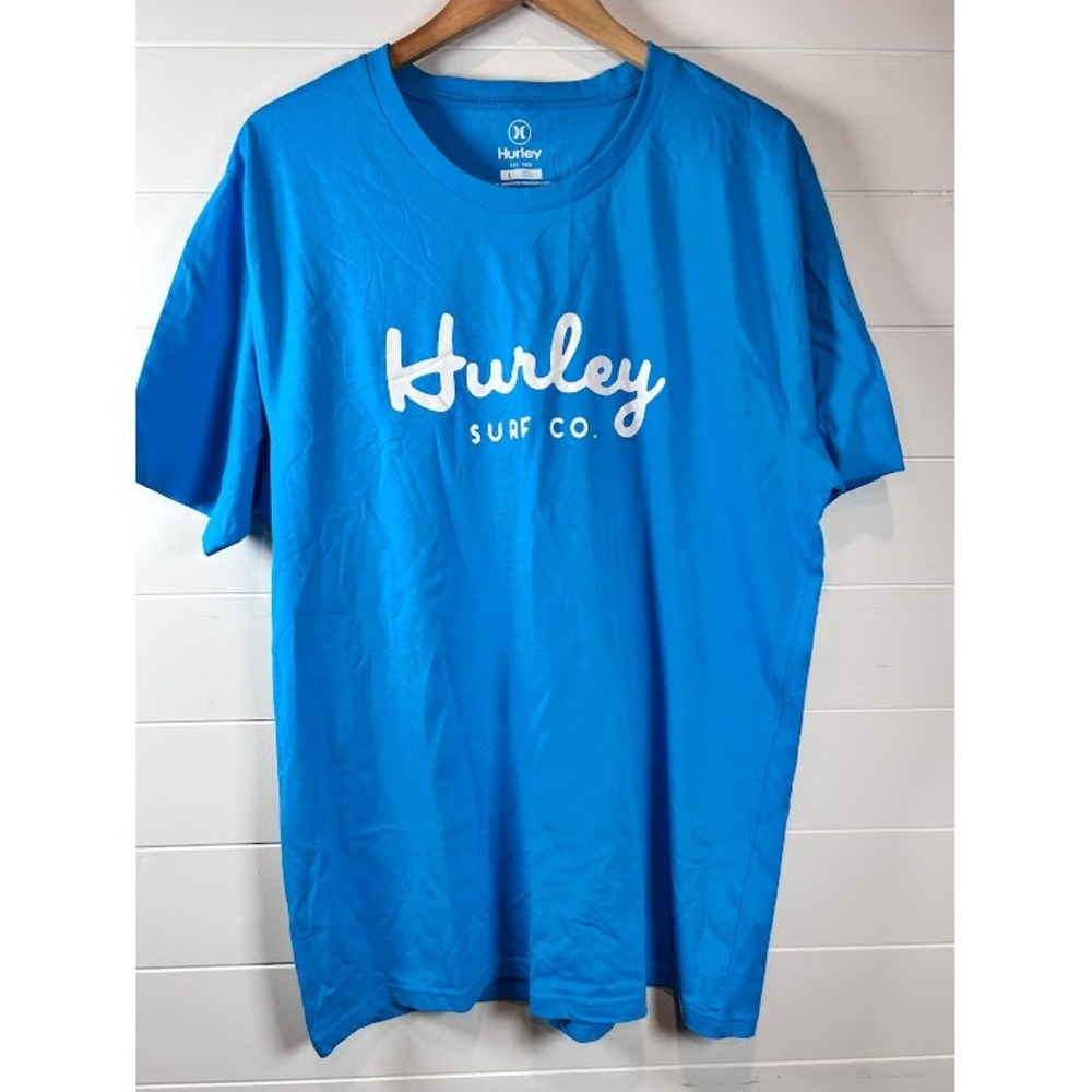 Hurley Surf Co Mens Large Blue Short Sleeve‎ Crew Neck T Shirt Tee
